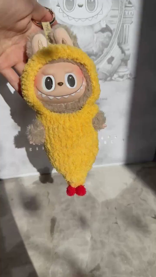 Handmade Crochet Tempura Labubu Sushi Outfit | Kawaii Shrimp Costume for Labubu | Perfect Gift for ‘Have A Seat’ ‘Macaron’ Labubu Lovers