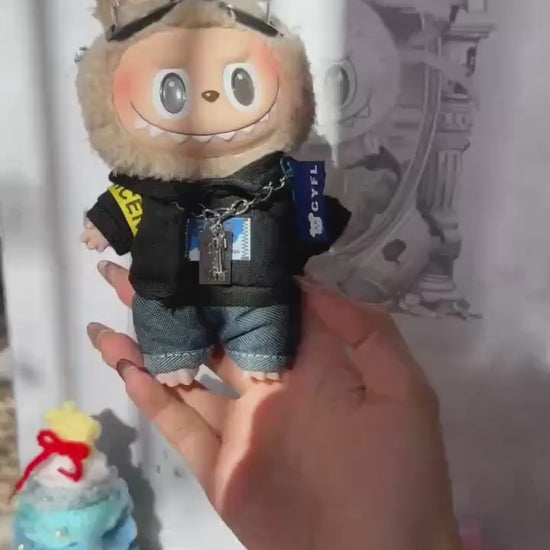 Handmade Labubu Swaggy Rapper Outfit  | Labubu Clothes |Handcrafted Hoodie, Goggles, Chain Necklace | Unique Streetwear Style for Collectors