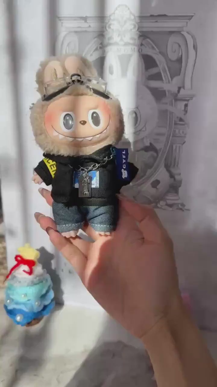 Handmade Labubu Swaggy Rapper Outfit  | Labubu Clothes |Handcrafted Hoodie, Goggles, Chain Necklace | Unique Streetwear Style for Collectors