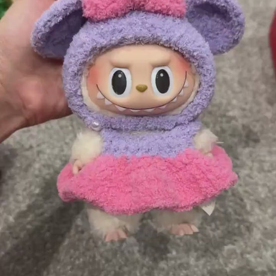 Handmade Crochet Mickey and Minnie Outfit for Macaron Labubu | Crochet Macaron Labubu Clothes | Kawaii Gift For Labubu Lovers