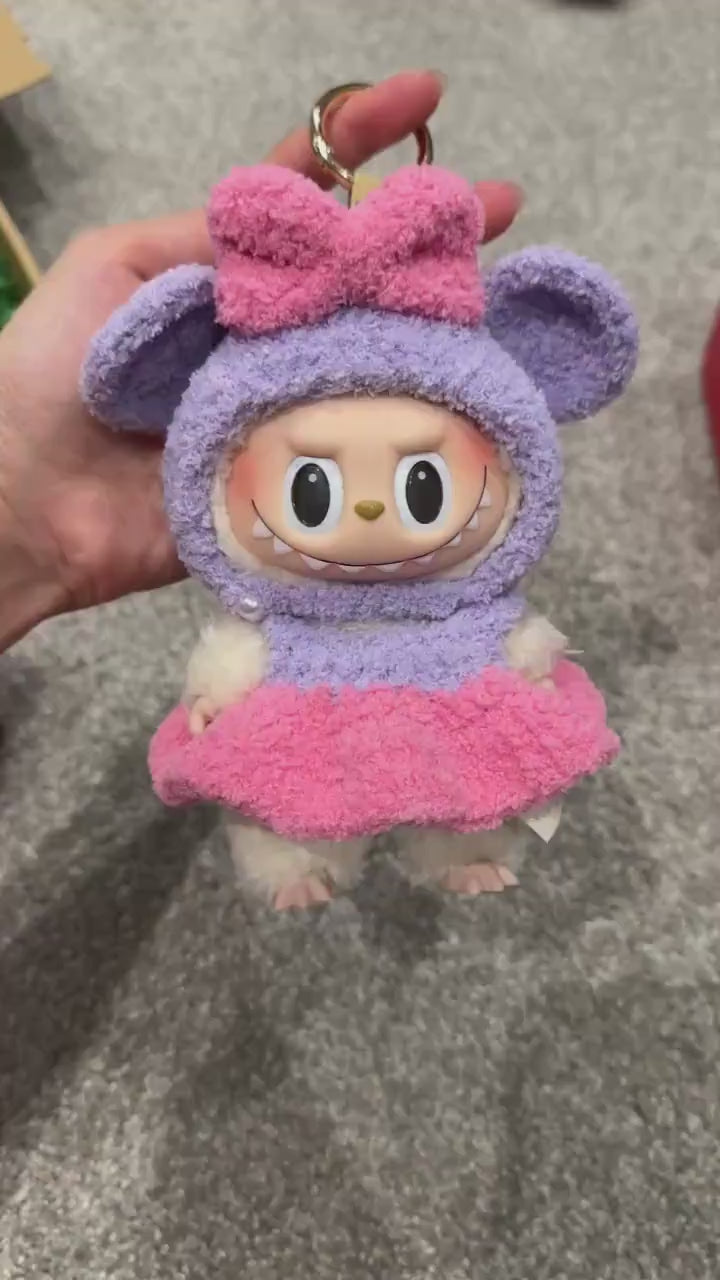 Handmade Crochet Mickey and Minnie Outfit for Macaron Labubu | Crochet Macaron Labubu Clothes | Kawaii Gift For Labubu Lovers