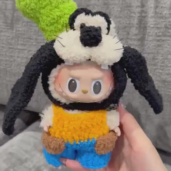 Handmade Crochet Goofy & Pluto Crochet Labubu Outfit | Crochet Macaron Labubu Clothes | Kawaii Gift For Labubu Lovers|Clothes for 17cm Dolls