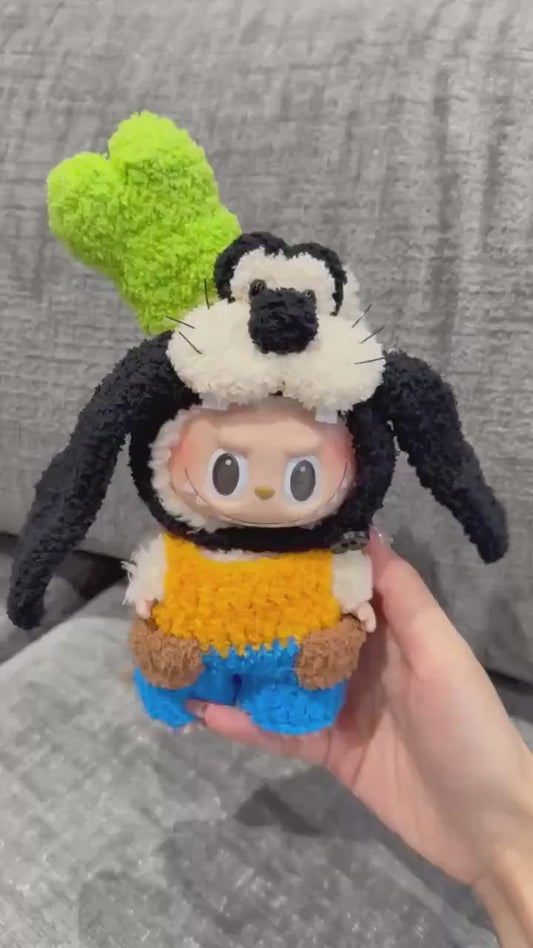 Handmade Crochet Goofy & Pluto Crochet Labubu Outfit | Crochet Macaron Labubu Clothes | Kawaii Gift For Labubu Lovers|Clothes for 17cm Dolls