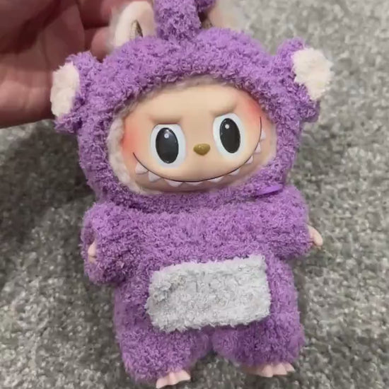 Handmade Crochet Teletubbies Outfit for Macaron Labubu | Crochet Macaron Labubu Clothes Bag Charm | Kawaii Gift For Labubu Lovers| 17cm doll